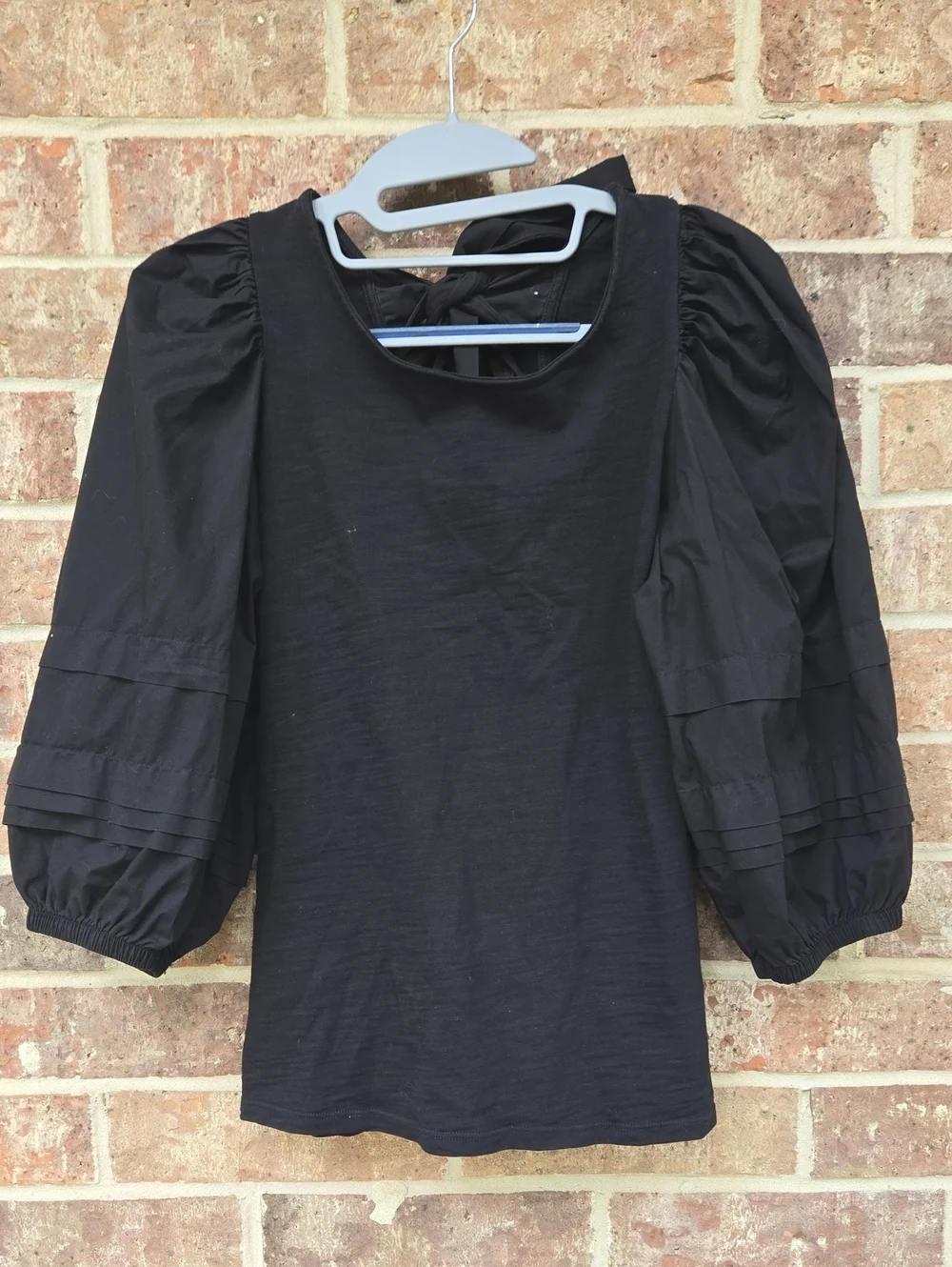 Nation Los Angeles Gracie Pintuck Combo Top in Jet Black Size Small